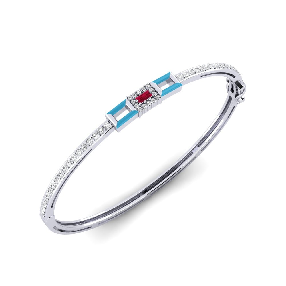 18ct White Gold Ruby Women's Bangle Vail