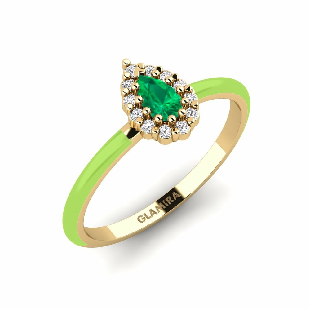 Ring Zabava 585 Yellow Gold & Emerald & White Sapphire