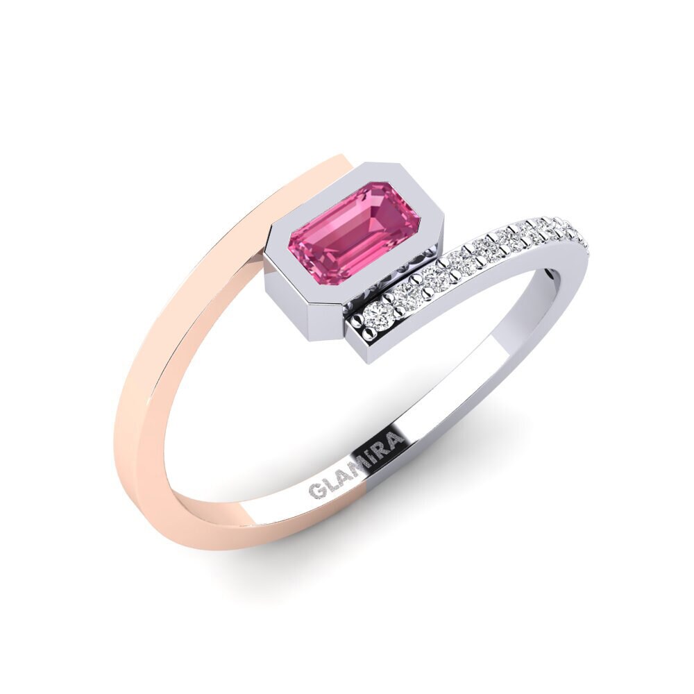 14ct White & Rose Gold Pink Tourmaline Engagement Ring Cantillana