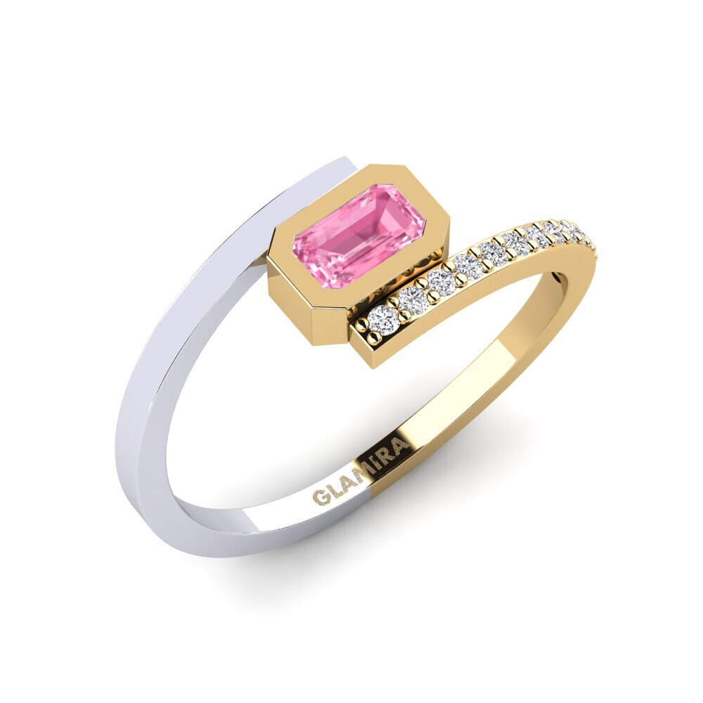14ct Yellow & White Gold Pink Sapphire Engagement Ring Cantillana
