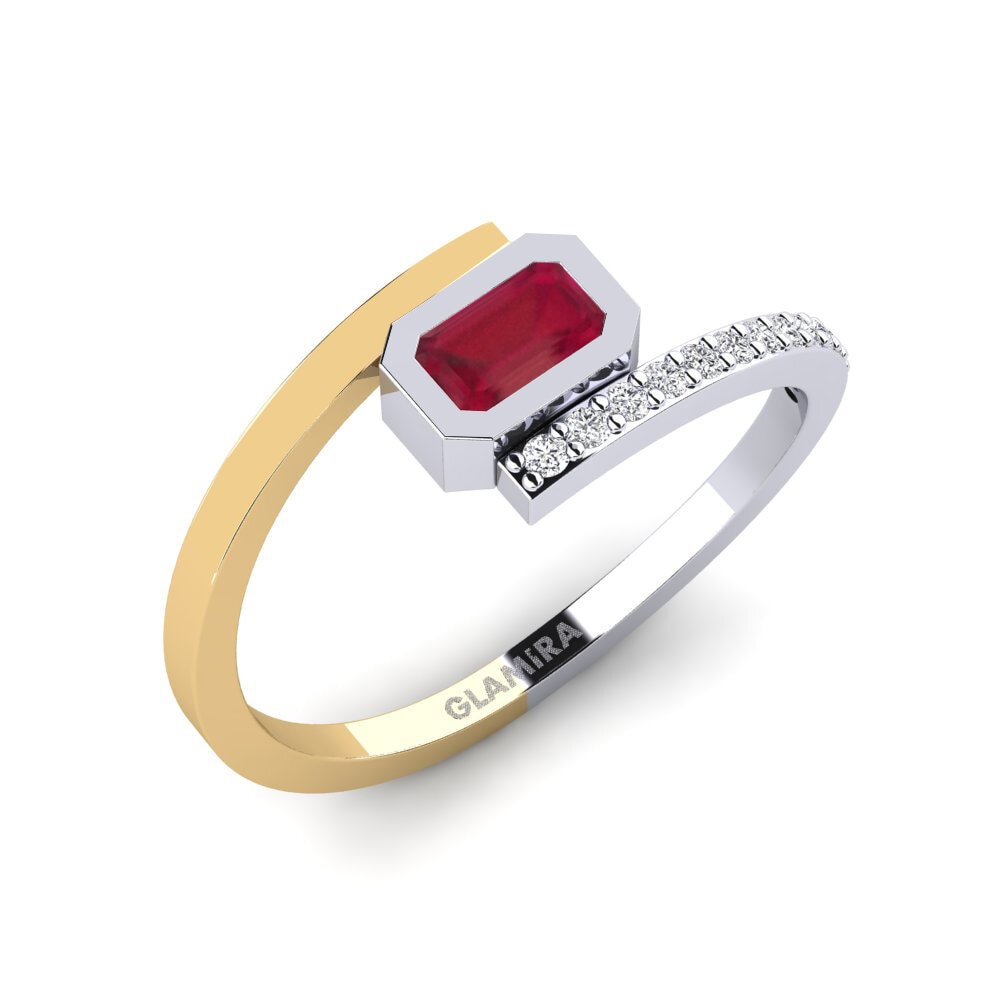 18ct White / Yellow Gold Ruby Engagement Ring Cantillana