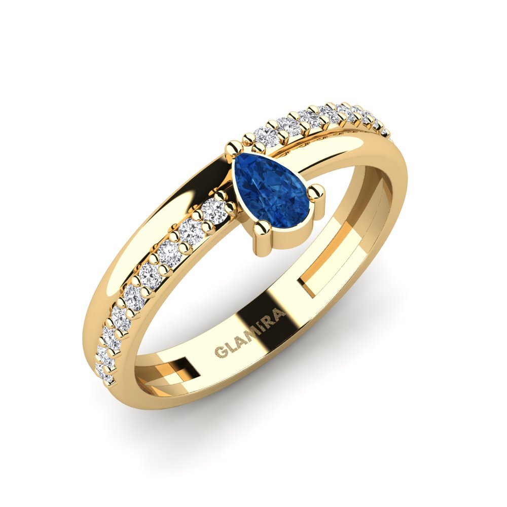 Dark Blue Zirconia Engagement Ring Lalgaba