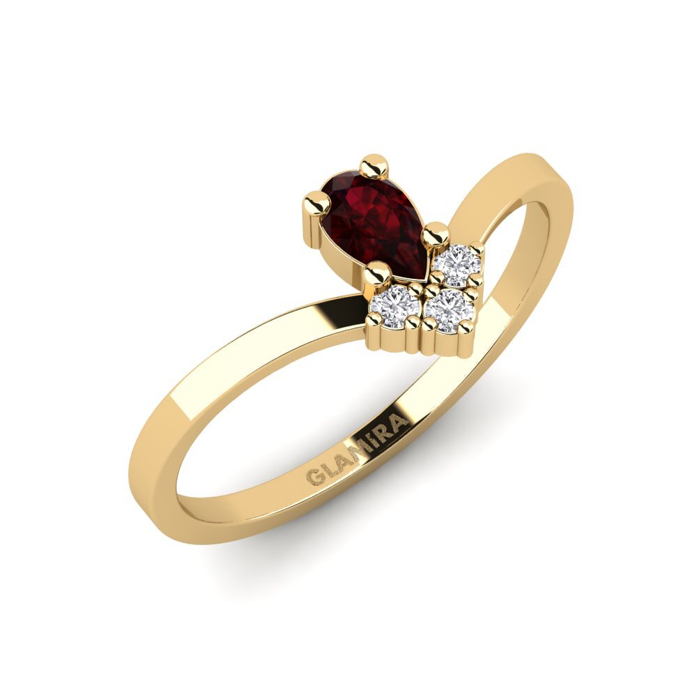 14ct Yellow Gold Garnet Engagement Ring Laroya