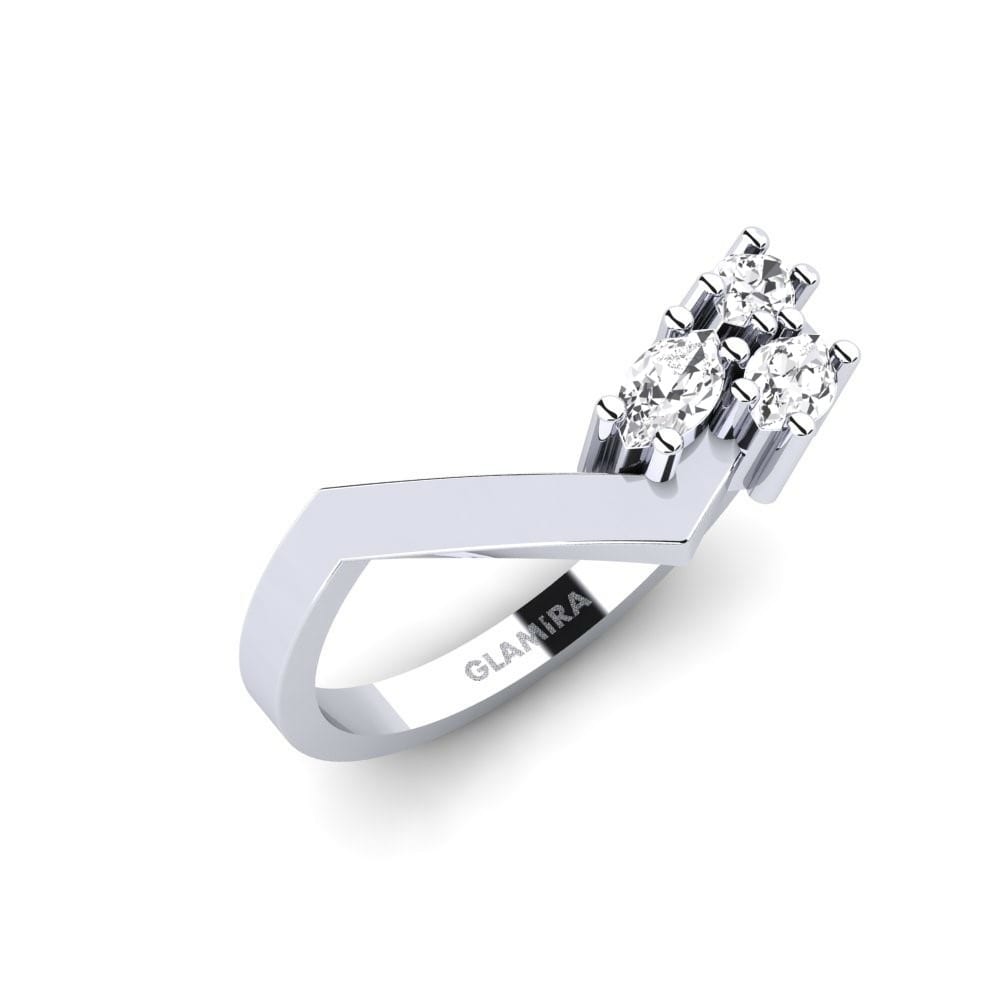 3 & 5 Stones Engagement Rings Pedroche 585 White Gold White Sapphire