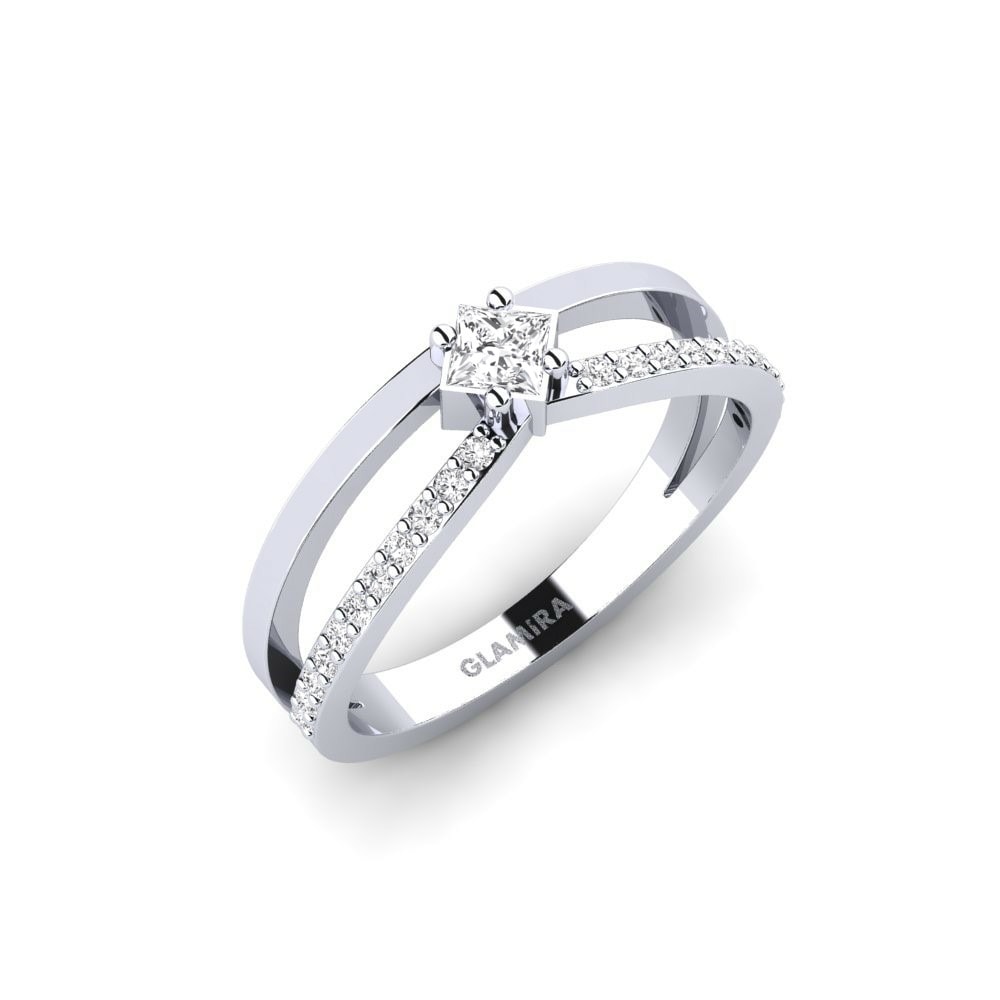 Solitaire Pave Engagement Rings Segovia 585 White Gold White Sapphire