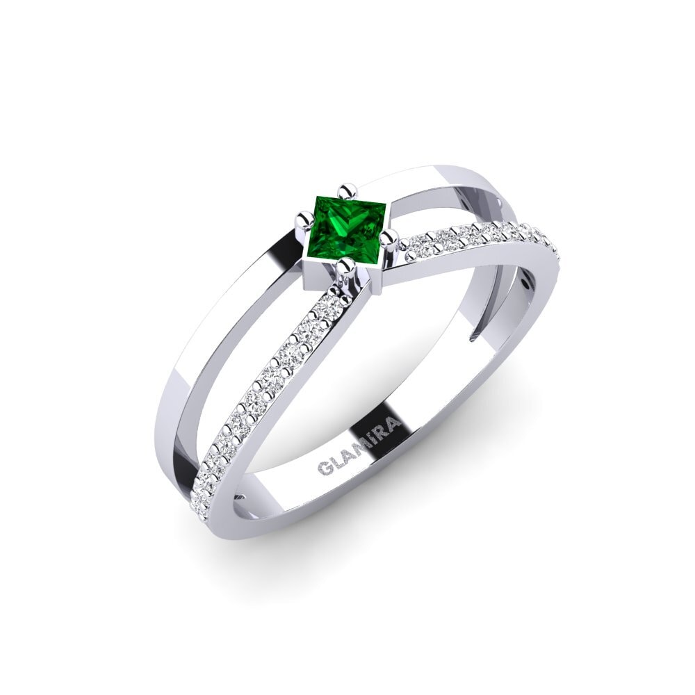 Princess Green Zirconia Engagement Ring Segovia