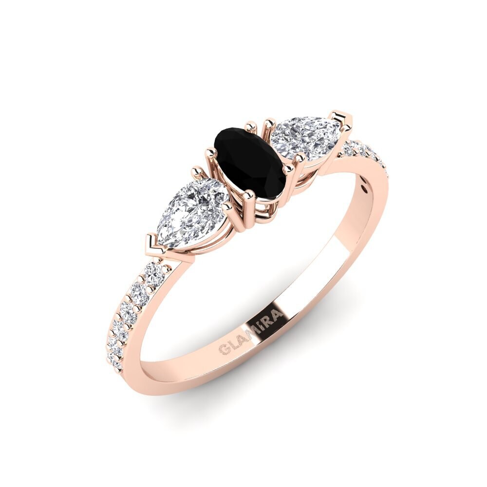 9k Rose Gold Black Onyx Engagement Ring Somontin