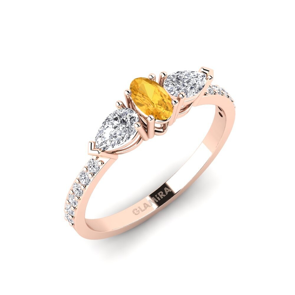9k Rose Gold Citrine Engagement Ring Somontin