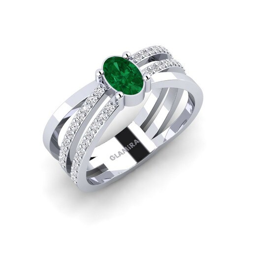 Ring Teruel 585 White Gold & Emerald (Lab Created) & Diamond