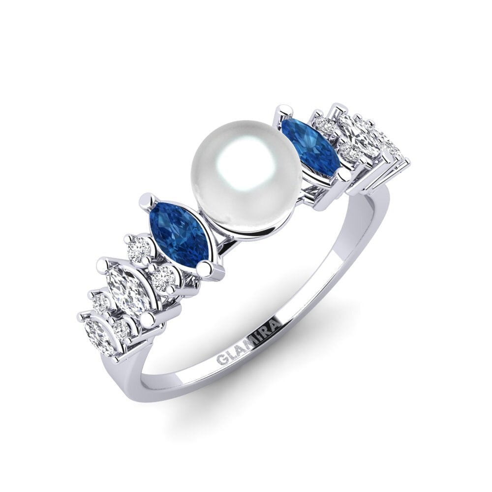 950 Palladium Dark Blue Zirconia Ring Valence