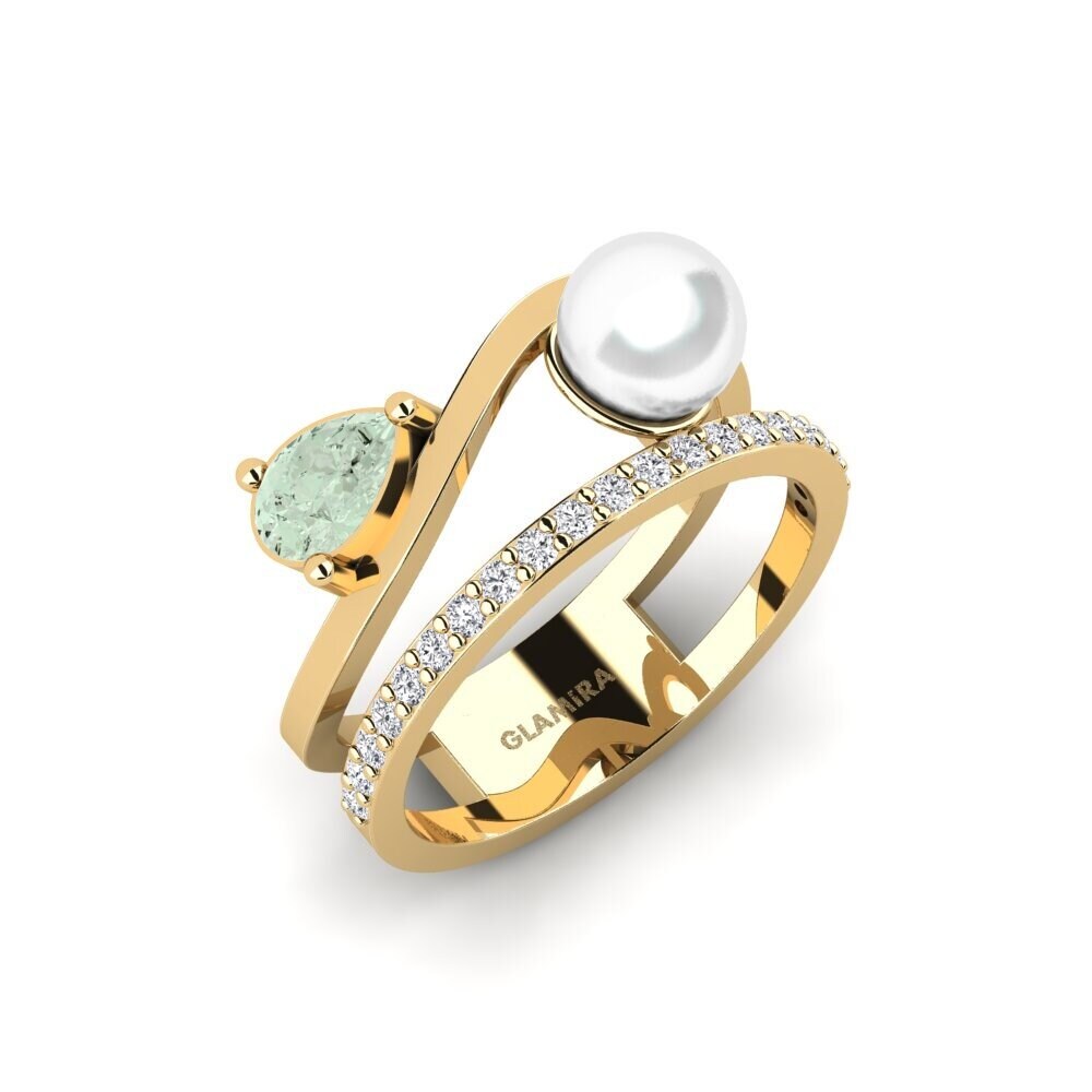18ct Yellow Gold Green Amethyst Ring Yevenes