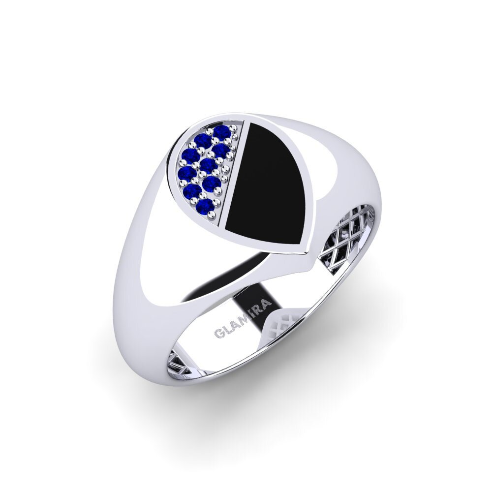 Zafiro Anillo de dedo meñique para hombre Mozoat