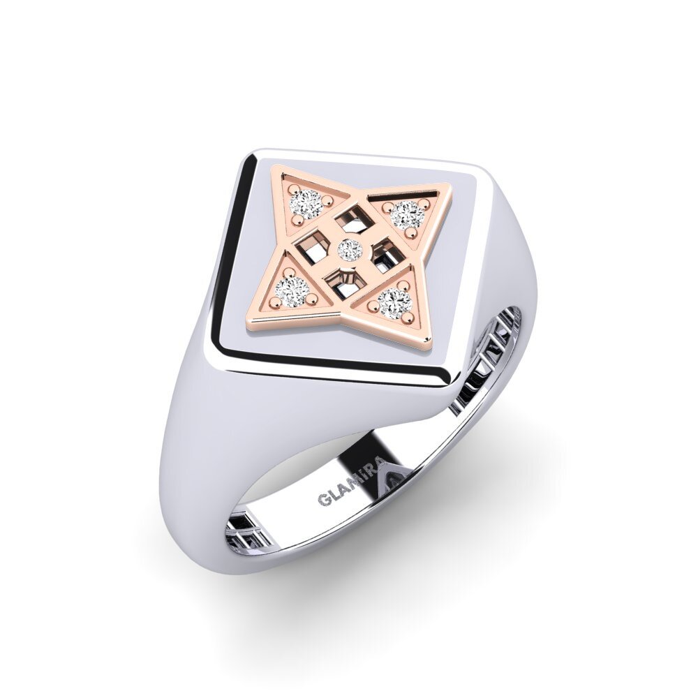 14ct White & Rose Gold Moissanite Men's Pinky Ring Ohtya