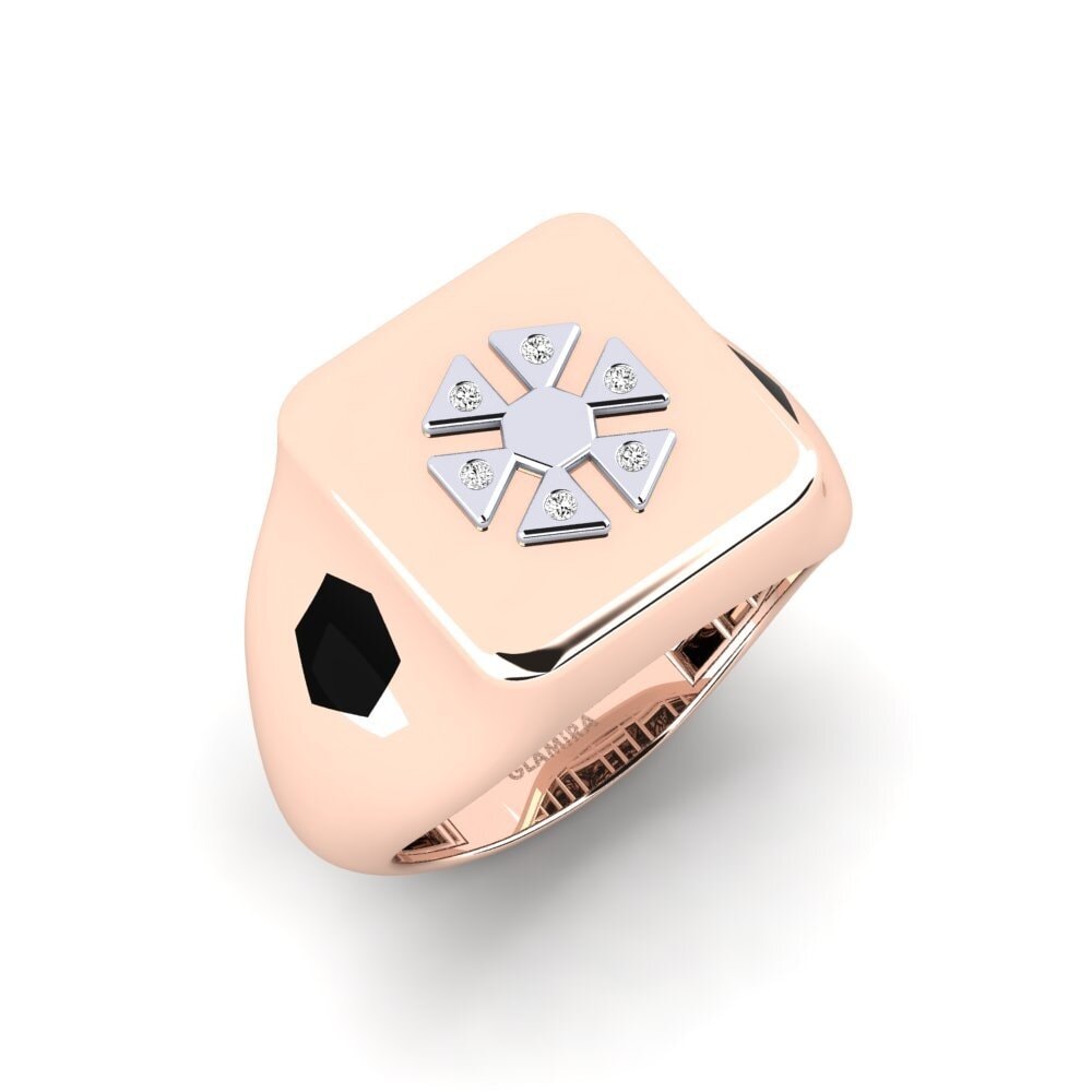 14ct Rose & White Gold Moissanite Men's Ring Ondiona