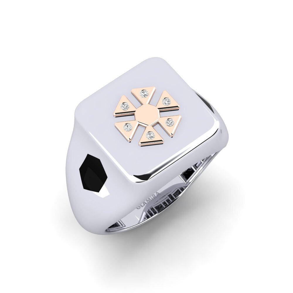 14ct White & Rose Gold Moissanite Men's Ring Ondiona