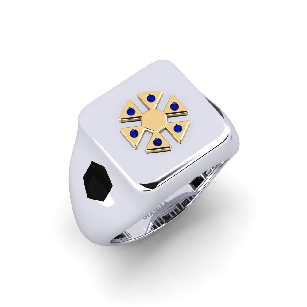 14ct White & Yellow Gold Sapphire Men's Ring Ondiona