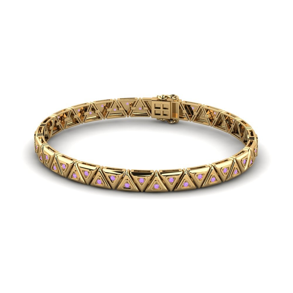 18ct Yellow Gold Amethyst Men's Bracelet Pesantet