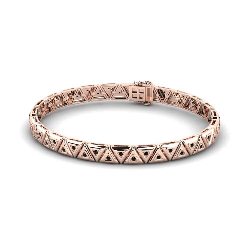 14ct Rose Gold Black Sapphire Men's Bracelet Pesantet