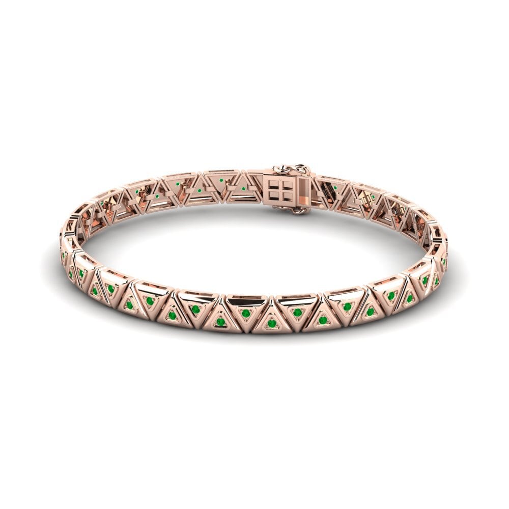 14ct Rose Gold Emerald Men's Bracelet Pesantet