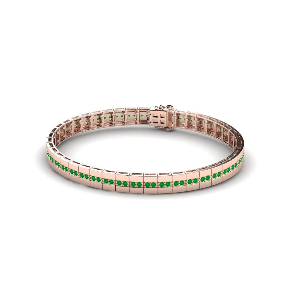 14ct Rose Gold Emerald Men's Bracelet Rispostant