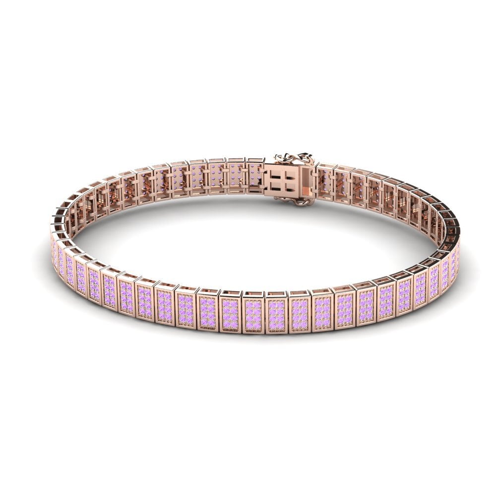 14ct Rose Gold Amethyst Men's Bracelet Sapnalint