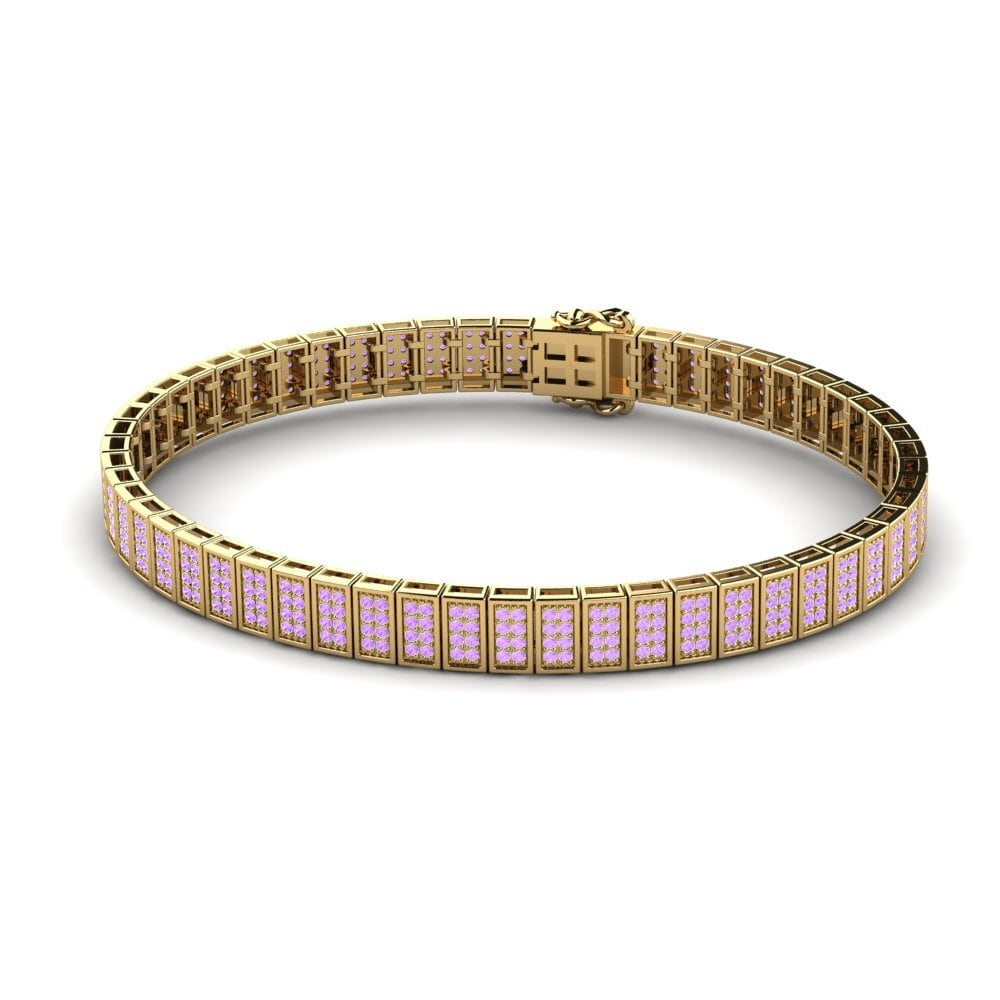 18ct Yellow Gold Amethyst Men's Bracelet Sapnalint