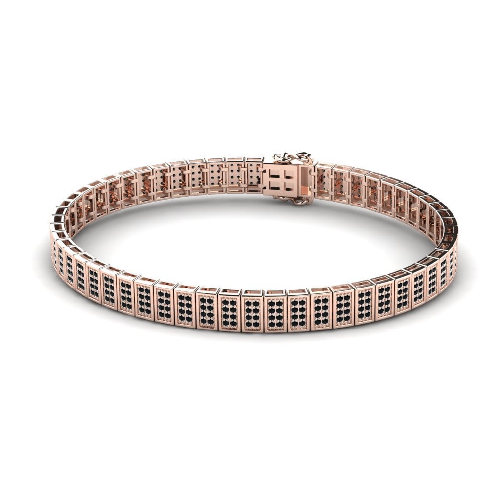 14ct Rose Gold Black Sapphire Men's Bracelet Sapnalint