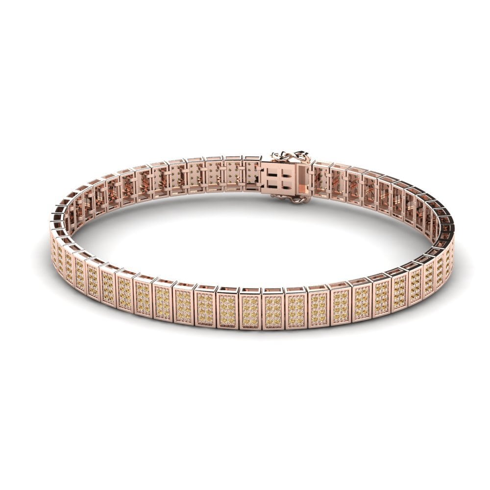 18ct Rose Gold Brown Diamond Men's Bracelet Sapnalint