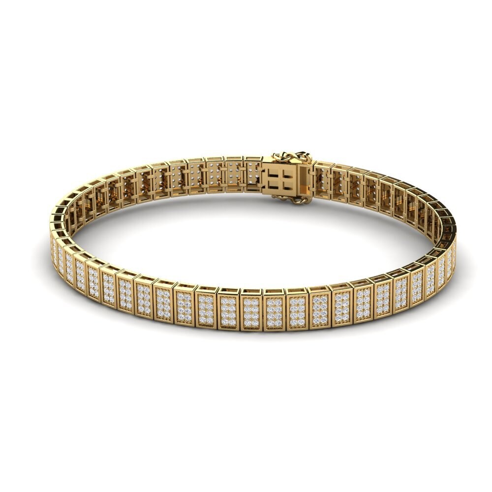 18ct Yellow Gold Lab Grown Diamond Men's Bracelet Sapnalint