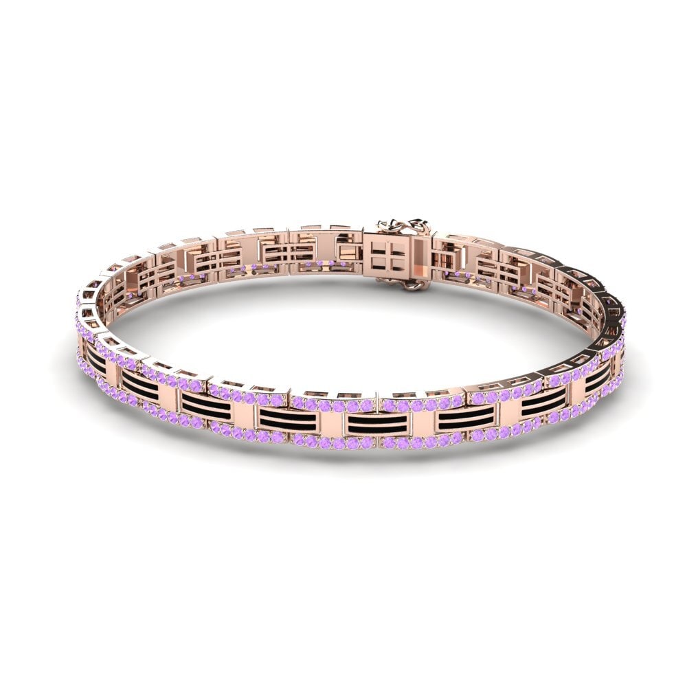 14ct Rose Gold Amethyst Men's Bracelet Scuolan