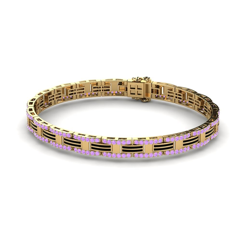 18ct Yellow Gold Amethyst Men's Bracelet Scuolan