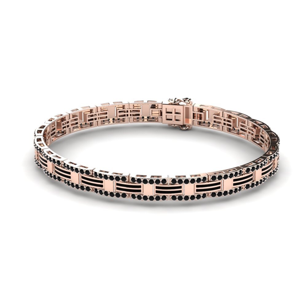 14ct Rose Gold Black Sapphire Men's Bracelet Scuolan