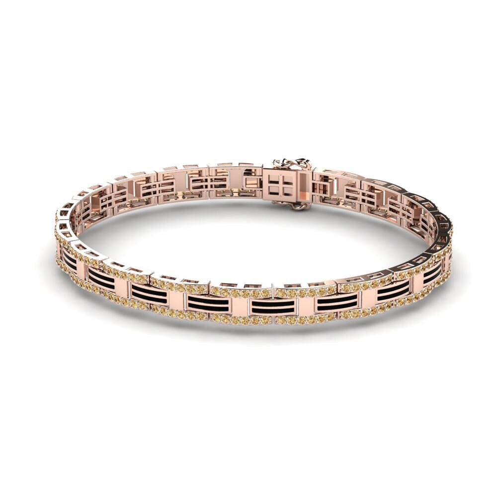 18ct Rose Gold Brown Diamond Men's Bracelet Scuolan