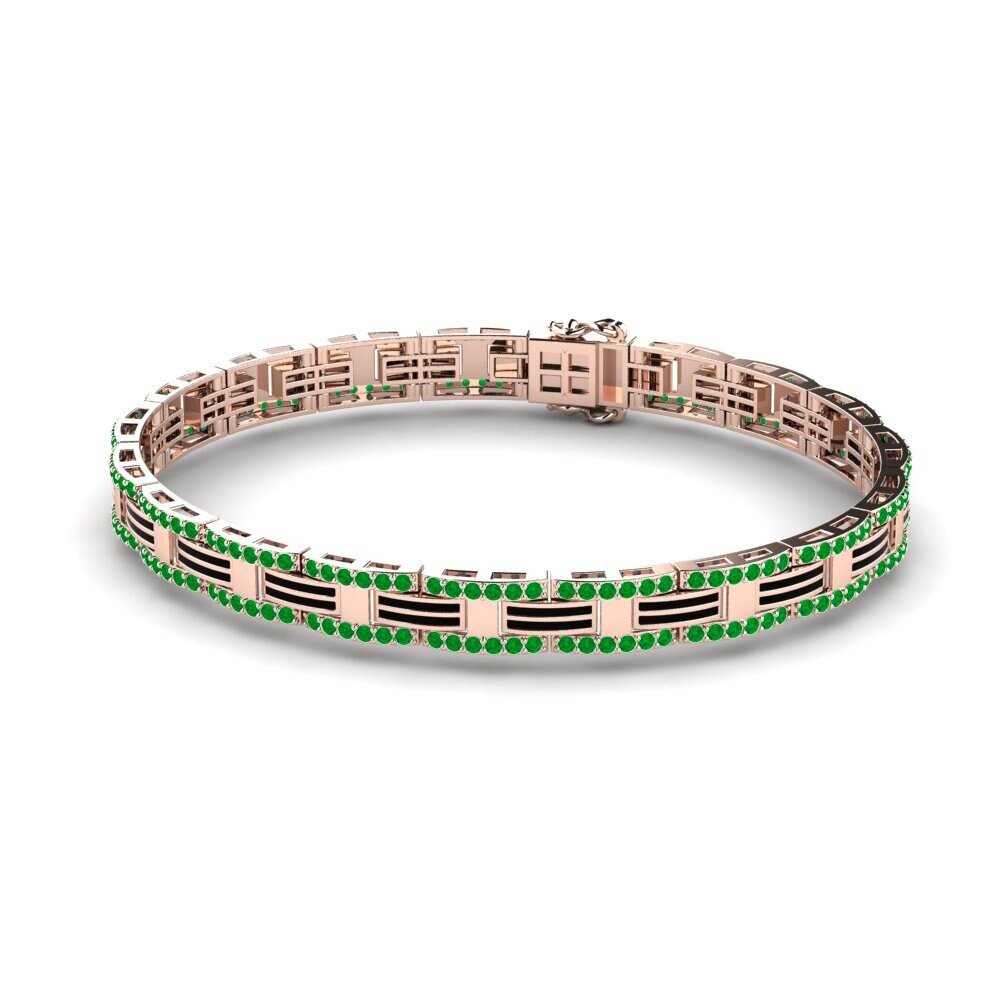 14ct Rose Gold Emerald Men's Bracelet Scuolan