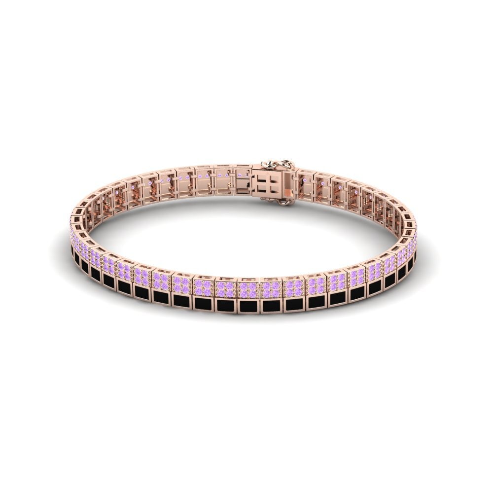 14ct Rose Gold Amethyst Men's Bracelet Vanneau
