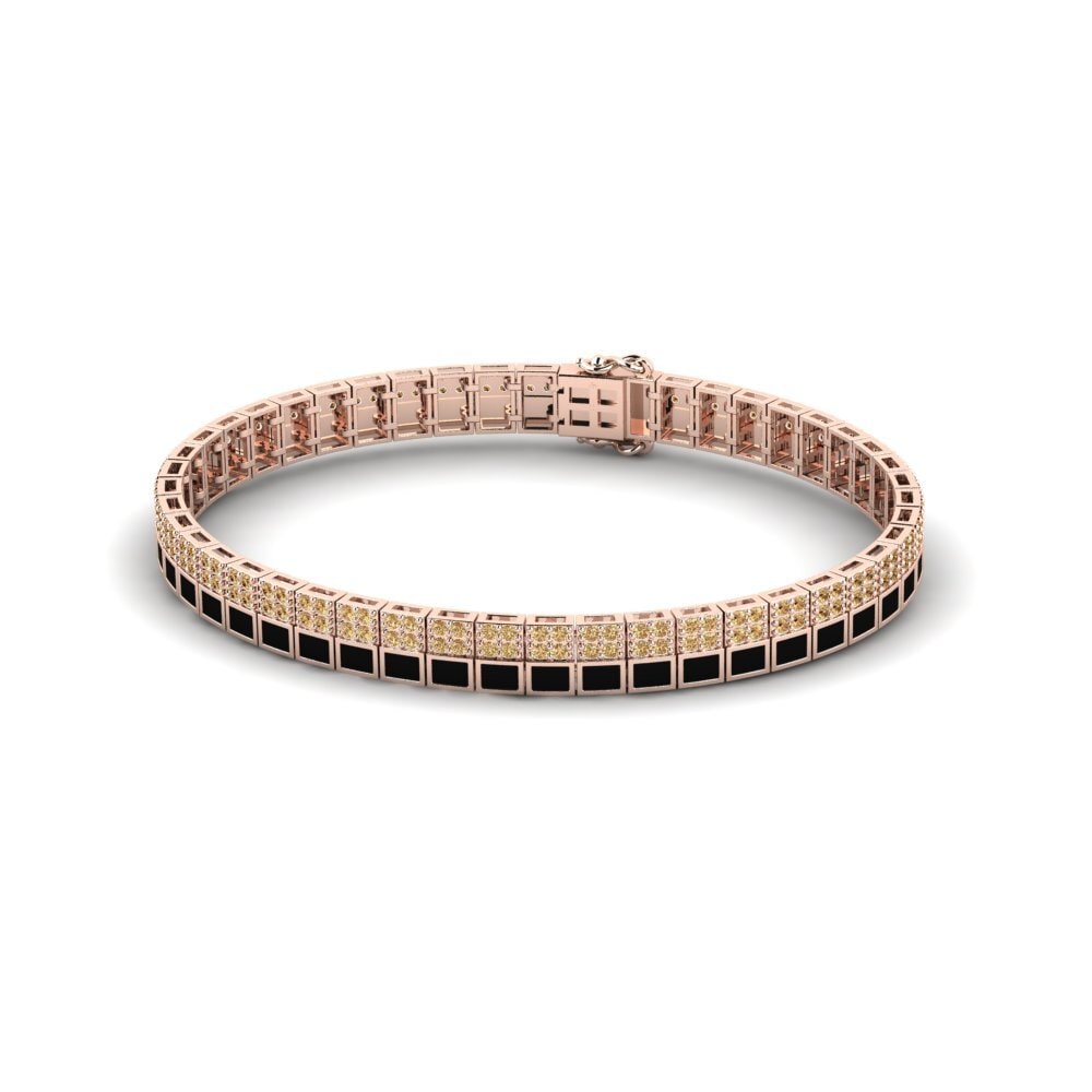 18ct Rose Gold Brown Diamond Men's Bracelet Vanneau