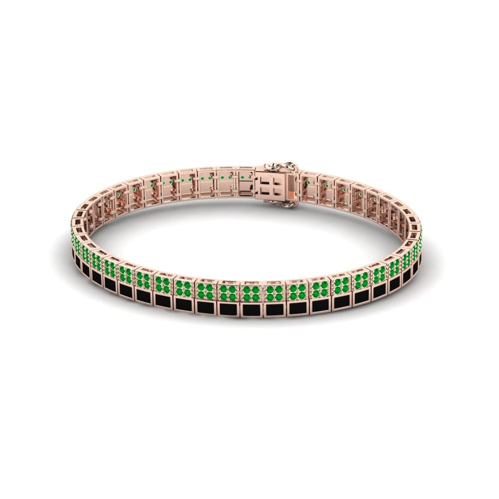 14ct Rose Gold Emerald Men's Bracelet Vanneau