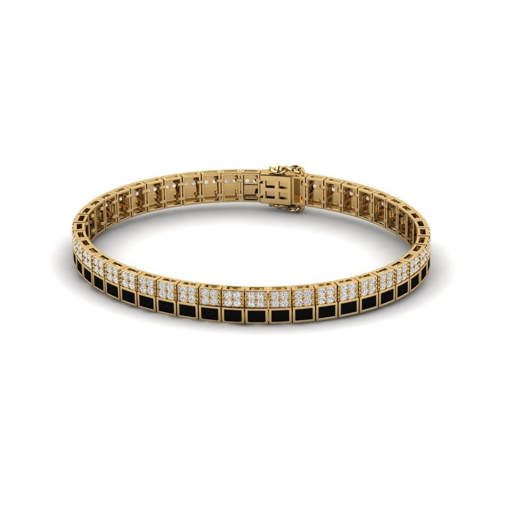 18ct Yellow Gold Lab Grown Diamond Men's Bracelet Vanneau