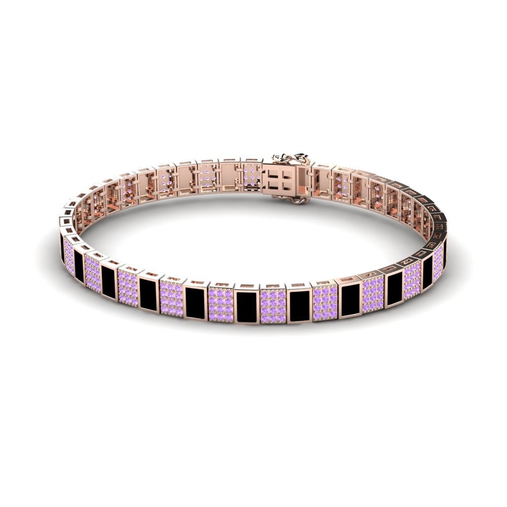 14ct Rose Gold Amethyst Men's Bracelet Vannerie