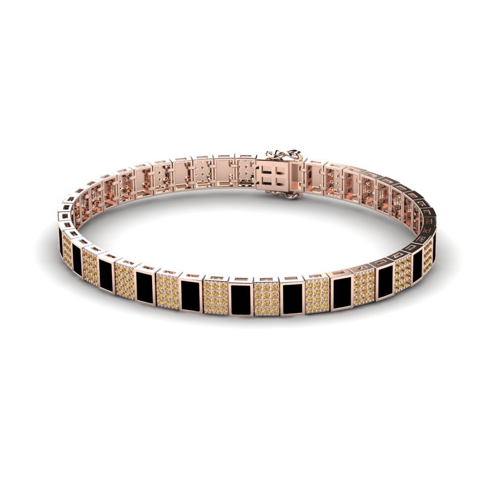 18ct Rose Gold Brown Diamond Men's Bracelet Vannerie