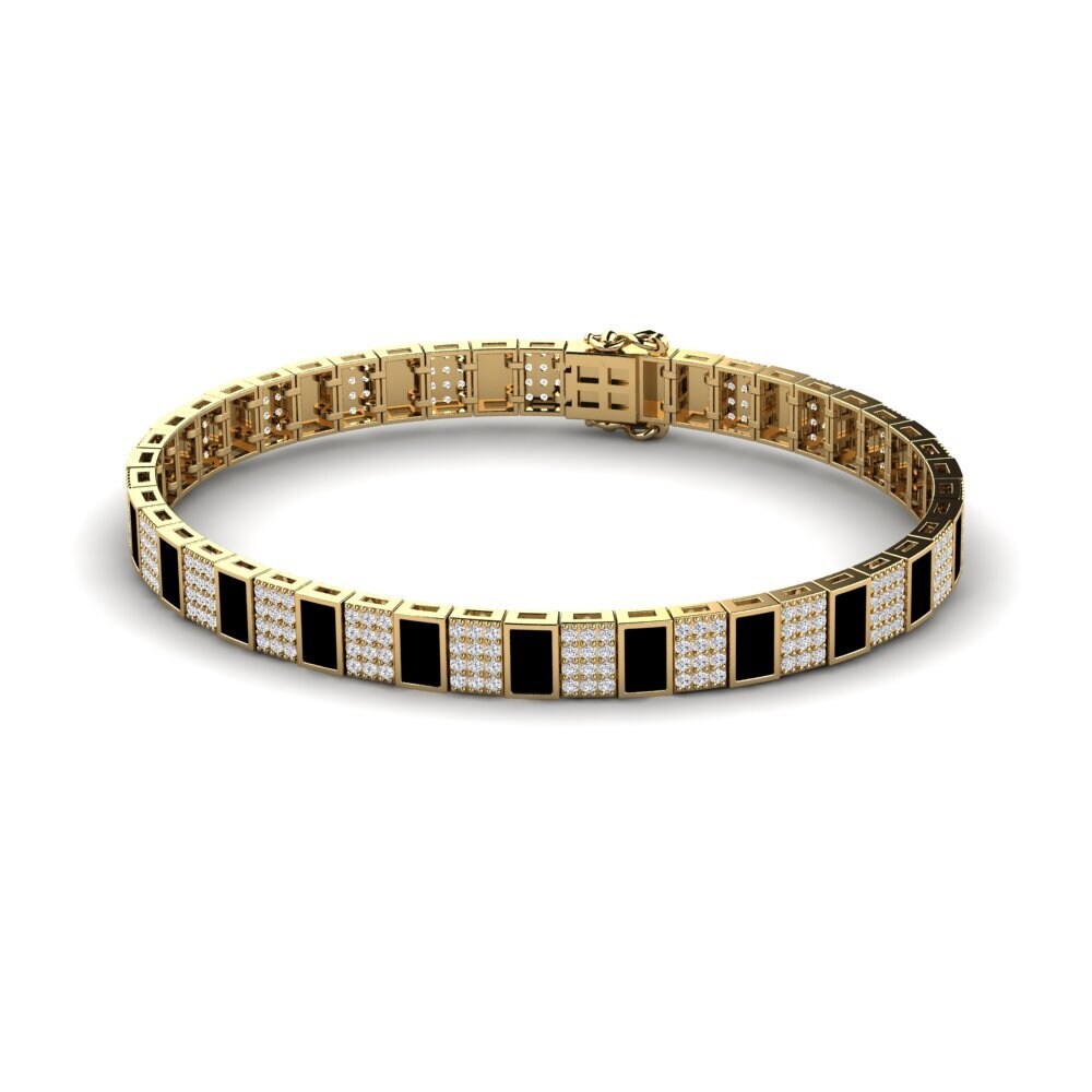 18ct Yellow Gold Lab Grown Diamond Men's Bracelet Vannerie