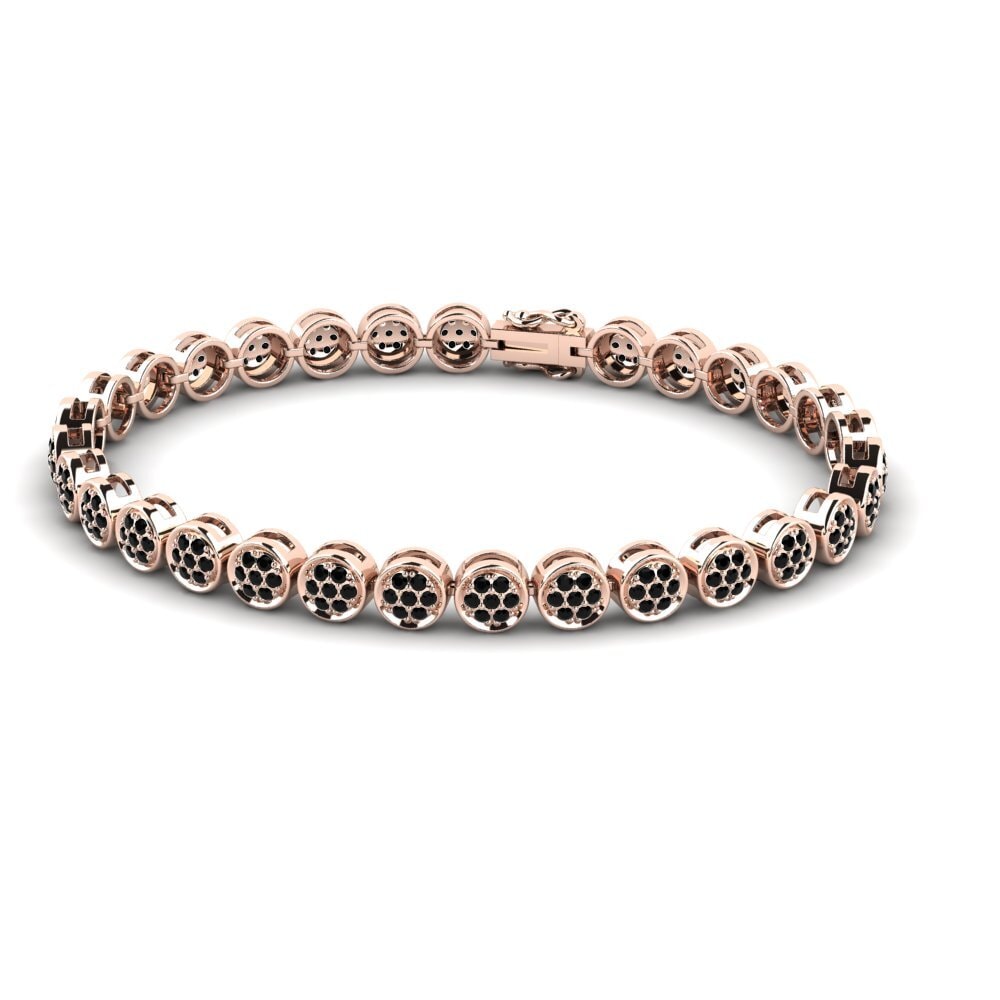14ct Rose Gold Black Sapphire Men's Bracelet Vrombissant