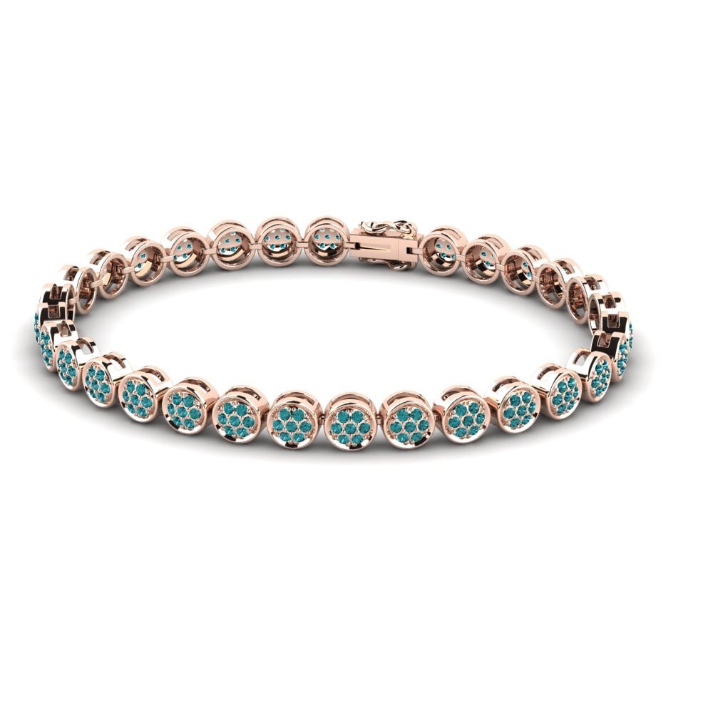 14ct Rose Gold Blue Diamond Men's Bracelet Vrombissant