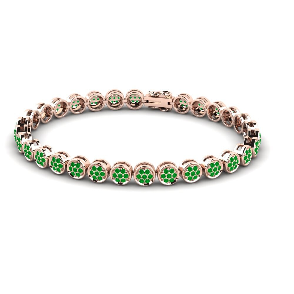 14ct Rose Gold Emerald Men's Bracelet Vrombissant