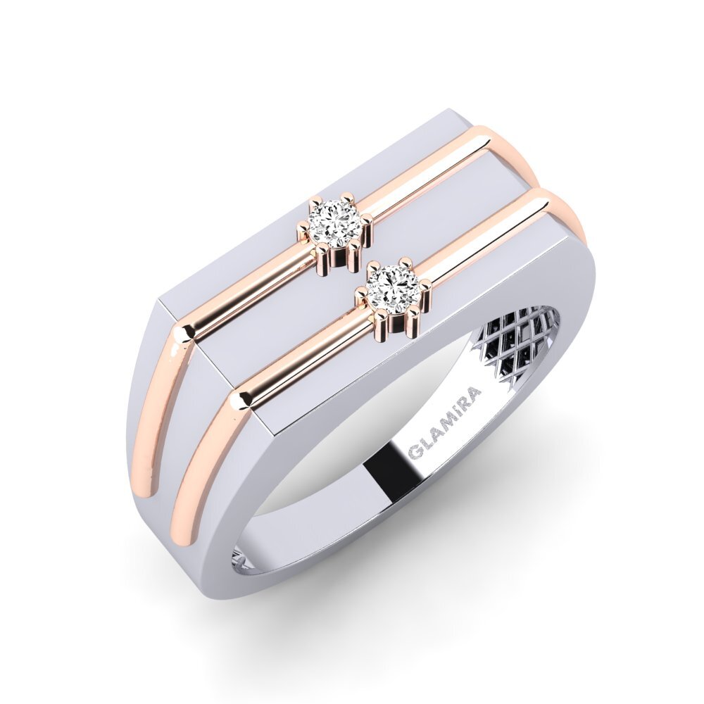 14ct White & Rose Gold Moissanite Men's Ring Xanzolo