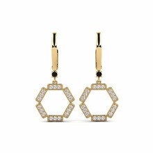 Pendientes Burnisa Oro Amarillo 585 & Diamante Negro & Diamante