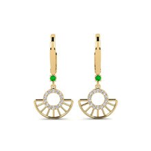 Earring Cacirnetas 585 Yellow Gold & Emerald & Diamond