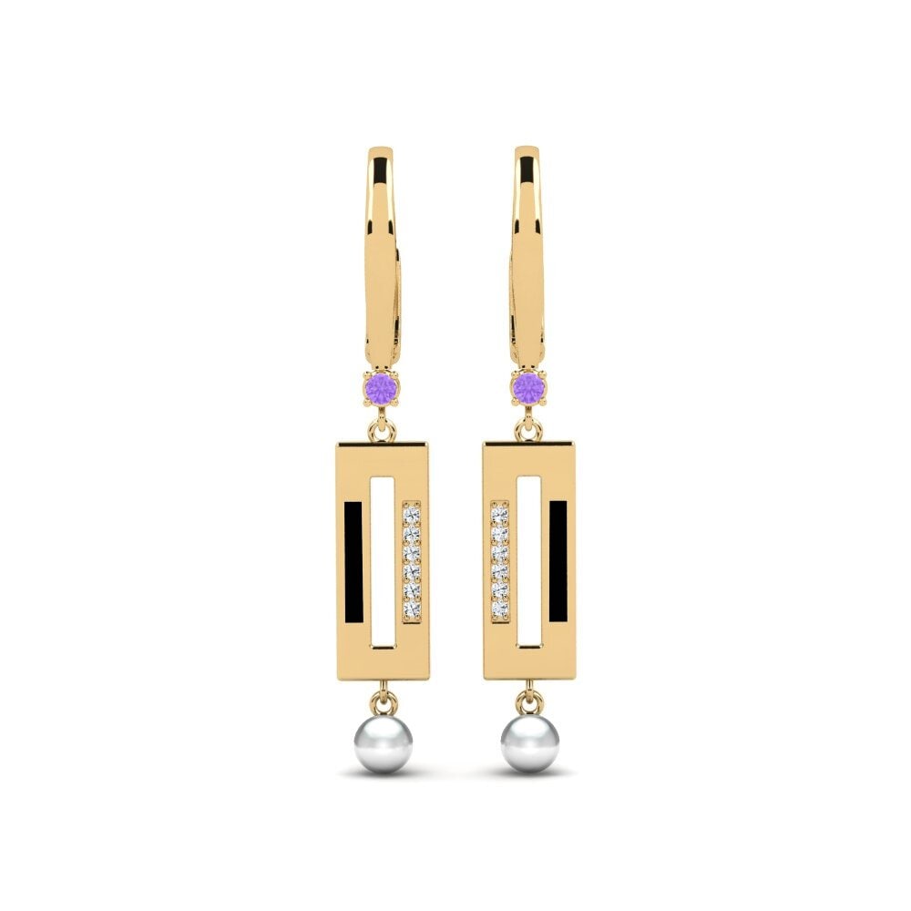 Pendientes Amatista Perlas