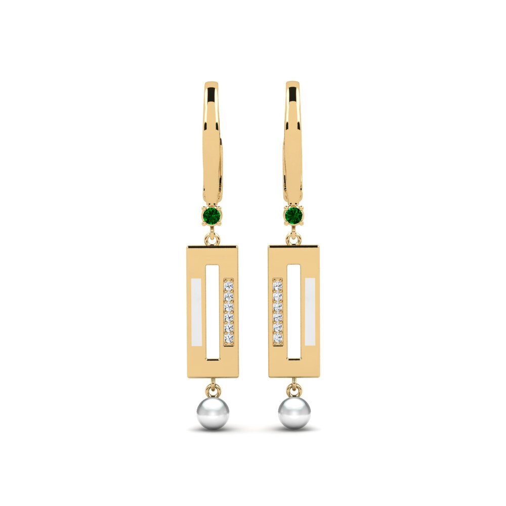 Pendientes Circonita Verde Perlas