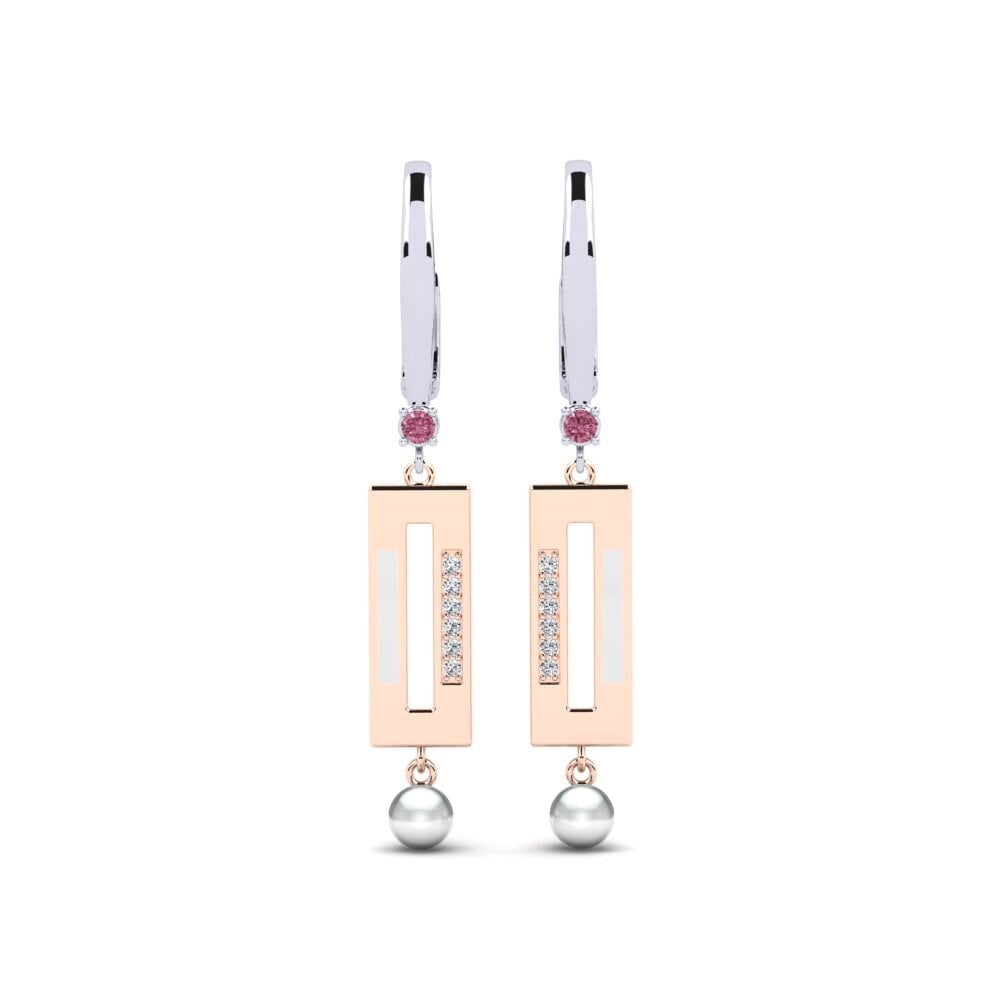 18ct White & Rose Gold Rhodolite Garnet Women's Earring Bistr
